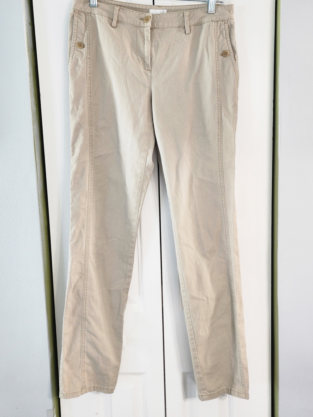 Women's Straight-Leg Beige Jeans - Neutral Everyday Style Size 4